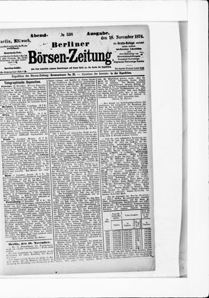 Berliner Börsen-Zeitung vom 18.11.1874