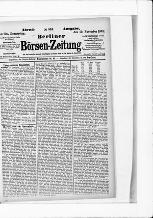 Berliner Börsen-Zeitung vom 19.11.1874