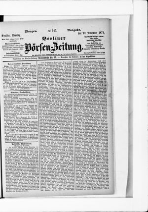 Berliner Börsen-Zeitung vom 22.11.1874