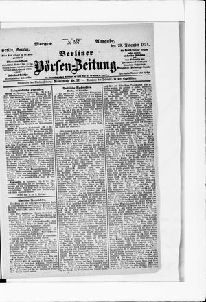 Berliner Börsen-Zeitung vom 29.11.1874