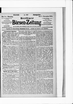 Berliner Börsen-Zeitung vom 01.12.1874