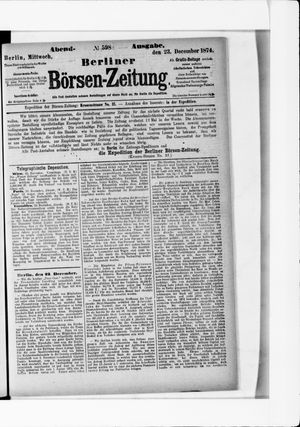Berliner Börsen-Zeitung on Dec 23, 1874