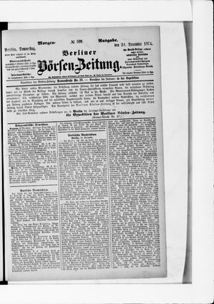 Berliner Börsen-Zeitung vom 24.12.1874