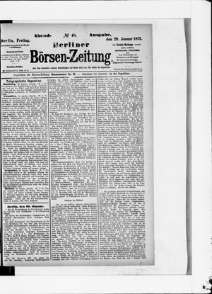Berliner Börsen-Zeitung vom 29.01.1875