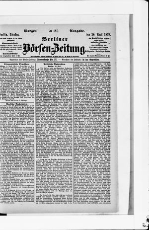 Berliner Börsen-Zeitung vom 20.04.1875