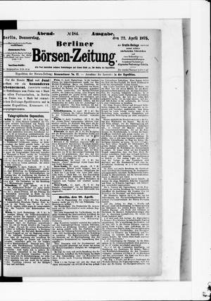 Berliner Börsen-Zeitung vom 22.04.1875
