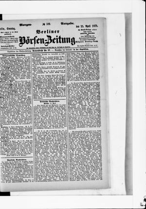 Berliner Börsen-Zeitung vom 25.04.1875