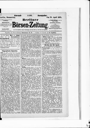 Berliner Börsen-Zeitung vom 29.04.1875