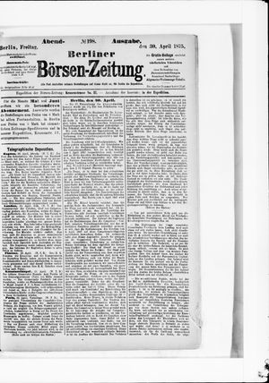 Berliner Börsen-Zeitung on Apr 30, 1875