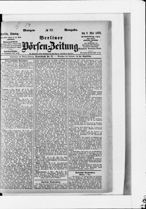 Berliner Börsen-Zeitung vom 09.05.1875