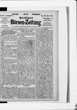 Berliner Börsen-Zeitung vom 22.05.1875