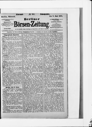 Berliner Börsen-Zeitung vom 09.06.1875