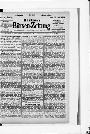 Berliner Börsen-Zeitung on Jul 26, 1875