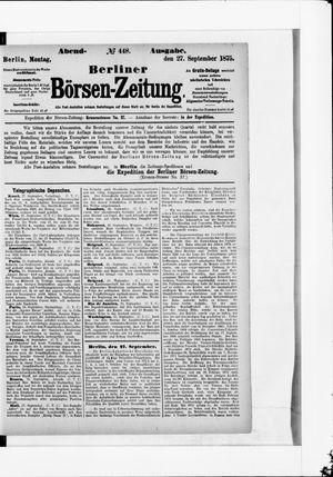 Berliner Börsen-Zeitung on Sep 27, 1875