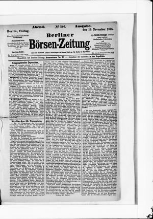 Berliner Börsen-Zeitung vom 19.11.1875