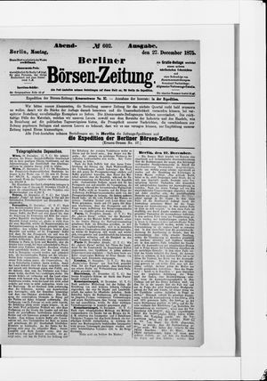 Berliner Börsen-Zeitung on Dec 27, 1875