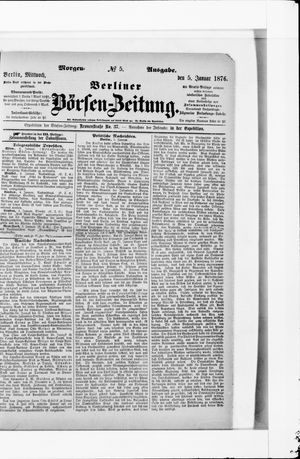 Berliner Börsen-Zeitung vom 05.01.1876