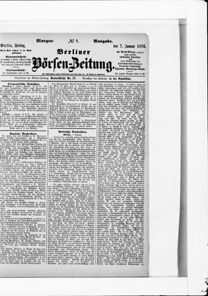 Berliner Börsen-Zeitung vom 07.01.1876