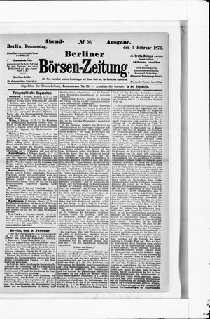 Berliner Börsen-Zeitung vom 03.02.1876