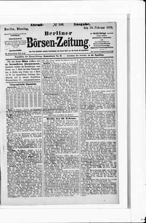 Berliner Börsen-Zeitung vom 29.02.1876