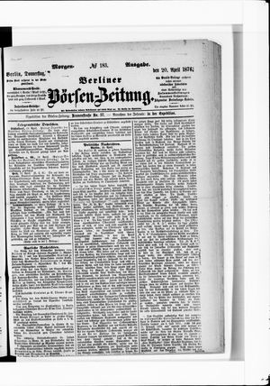 Berliner Börsen-Zeitung vom 20.04.1876