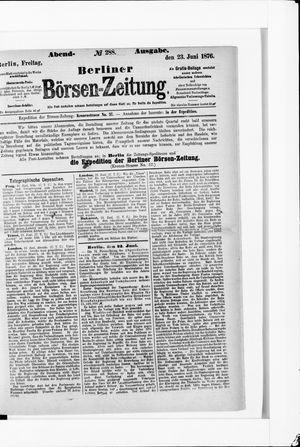 Berliner Börsen-Zeitung vom 23.06.1876