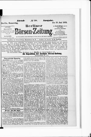 Berliner Börsen-Zeitung vom 29.06.1876