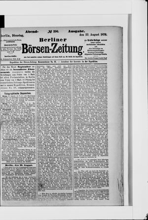 Berliner Börsen-Zeitung vom 22.08.1876