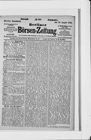 Berliner Börsen-Zeitung vom 26.08.1876