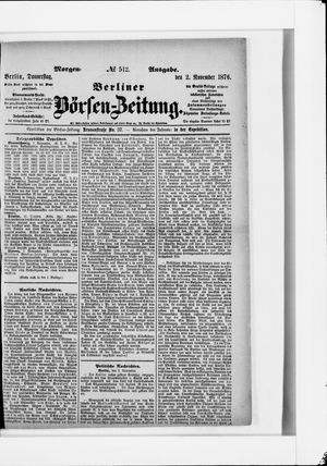 Berliner Börsen-Zeitung vom 02.11.1876