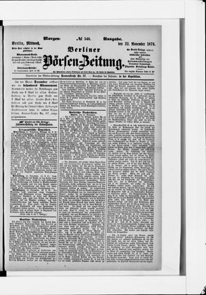 Berliner Börsen-Zeitung vom 22.11.1876