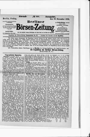 Berliner Börsen-Zeitung vom 29.12.1876