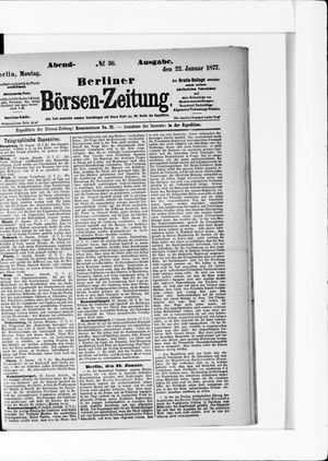 Berliner Börsen-Zeitung vom 22.01.1877