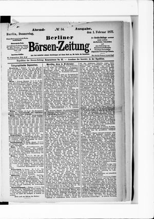 Berliner Börsen-Zeitung vom 01.02.1877