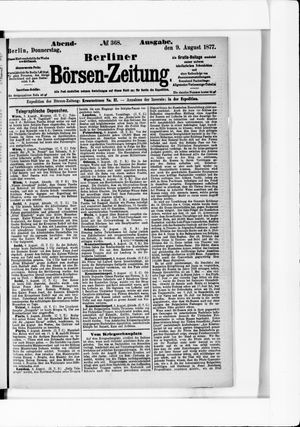 Berliner Börsen-Zeitung vom 09.08.1877