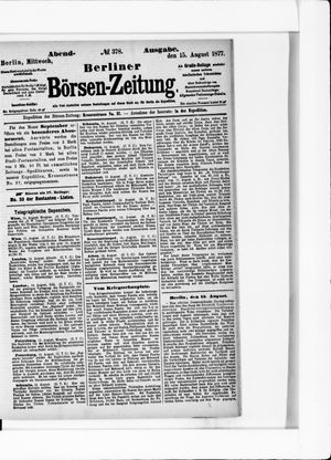 Berliner Börsen-Zeitung vom 15.08.1877
