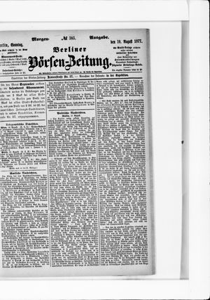 Berliner Börsen-Zeitung vom 19.08.1877