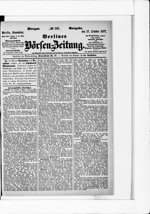Berliner Börsen-Zeitung vom 27.10.1877
