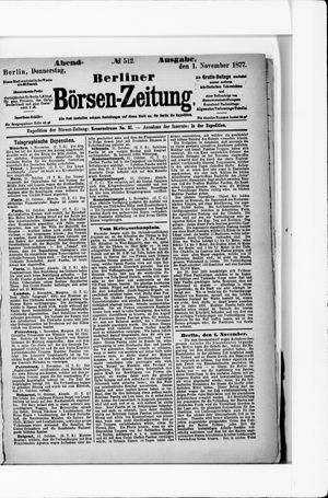 Berliner Börsen-Zeitung vom 01.11.1877