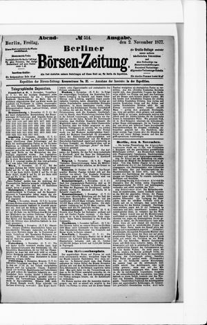 Berliner Börsen-Zeitung vom 02.11.1877