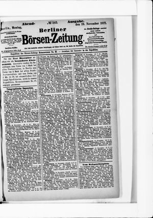 Berliner Börsen-Zeitung vom 19.11.1877