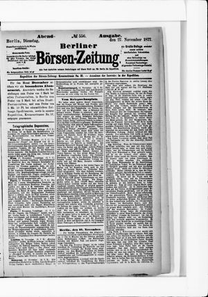 Berliner Börsen-Zeitung vom 27.11.1877