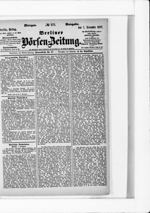 Berliner Börsen-Zeitung vom 07.12.1877