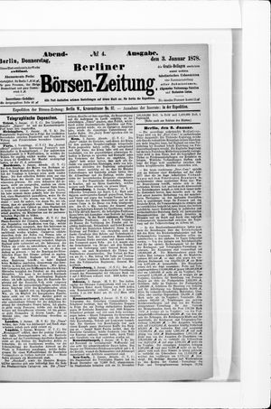 Berliner Börsen-Zeitung on Jan 3, 1878
