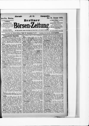 Berliner Börsen-Zeitung on Jan 14, 1878