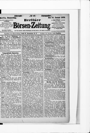 Berliner Börsen-Zeitung on Jan 24, 1878
