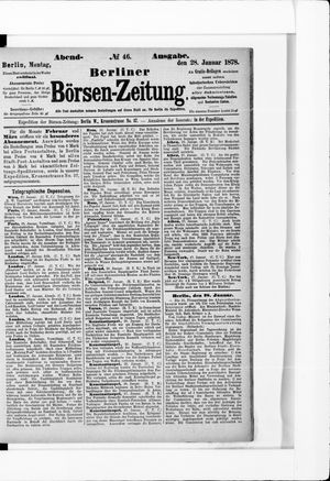 Berliner Börsen-Zeitung on Jan 28, 1878
