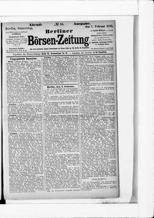 Berliner Börsen-Zeitung on Feb 7, 1878