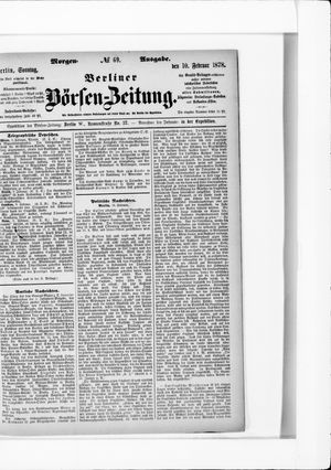 Berliner Börsen-Zeitung vom 10.02.1878