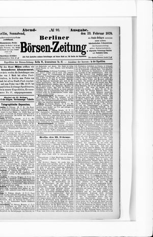Berliner Börsen-Zeitung on Feb 23, 1878